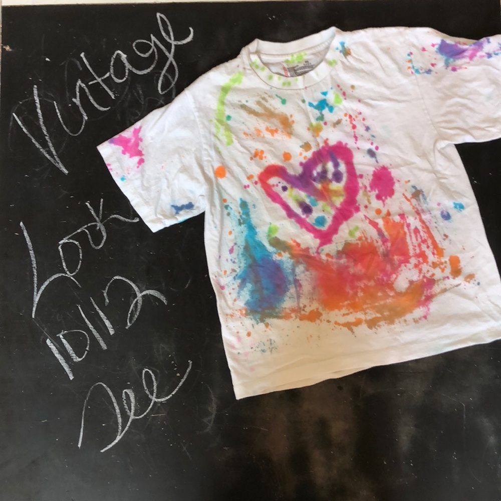 White vintage look custom made tie dye tee